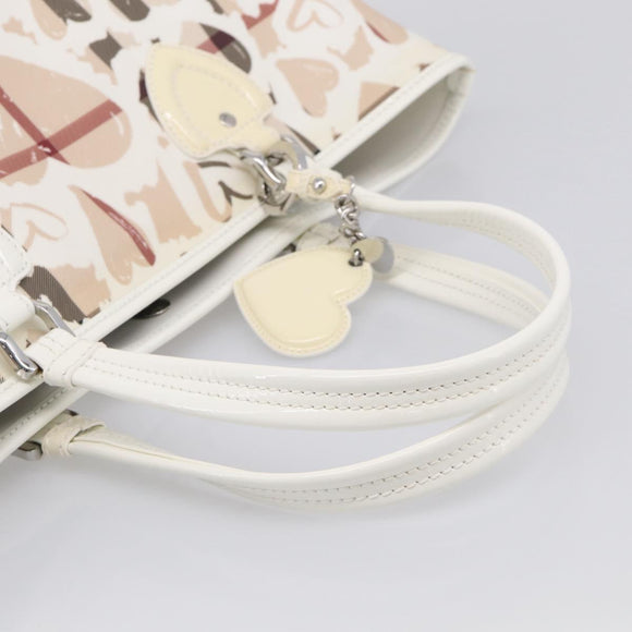 BURBERRY Nova Check Tote Bag PVC Leather Beige Silver Auth 213794A