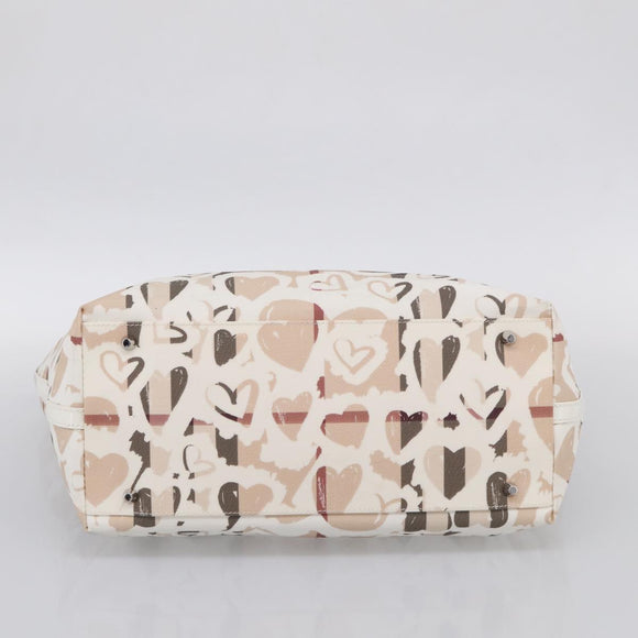 BURBERRY Nova Check Tote Bag PVC Leather Beige Silver Auth 213794A