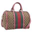 GUCCI GG Canvas Web Sherry Line Hand Bag 2way Beige Gold 247205 Auth 213795A-1