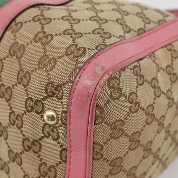 GUCCI GG Canvas Web Sherry Line Hand Bag 2way Beige Gold 247205 Auth 213795A