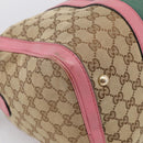 GUCCI GG Canvas Web Sherry Line Hand Bag 2way Beige Gold 247205 Auth 213795A-13
