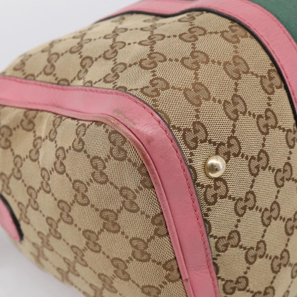 GUCCI GG Canvas Web Sherry Line Hand Bag 2way Beige Gold 247205 Auth 213795A