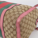 GUCCI GG Canvas Web Sherry Line Hand Bag 2way Beige Gold 247205 Auth 213795A-14