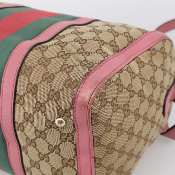 GUCCI GG Canvas Web Sherry Line Hand Bag 2way Beige Gold 247205 Auth 213795A