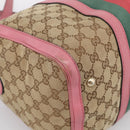 GUCCI GG Canvas Web Sherry Line Hand Bag 2way Beige Gold 247205 Auth 213795A-15