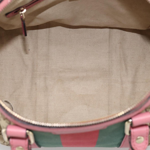 GUCCI GG Canvas Web Sherry Line Hand Bag 2way Beige Gold 247205 Auth 213795A