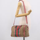 GUCCI GG Canvas Web Sherry Line Hand Bag 2way Beige Gold 247205 Auth 213795A-25