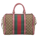 GUCCI GG Canvas Web Sherry Line Hand Bag 2way Beige Gold 247205 Auth 213795A-3