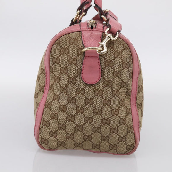 GUCCI GG Canvas Web Sherry Line Hand Bag 2way Beige Gold 247205 Auth 213795A