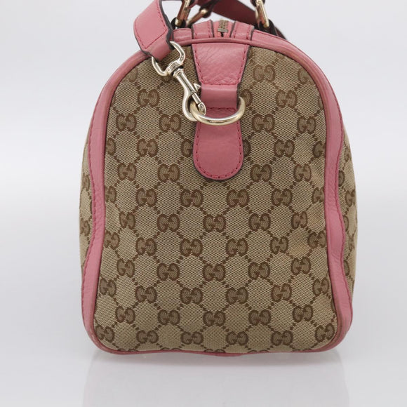 GUCCI GG Canvas Web Sherry Line Hand Bag 2way Beige Gold 247205 Auth 213795A