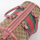 GUCCI GG Canvas Web Sherry Line Hand Bag 2way Beige Gold 247205 Auth 213795A-6