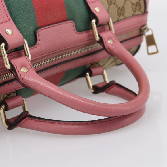 GUCCI GG Canvas Web Sherry Line Hand Bag 2way Beige Gold 247205 Auth 213795A