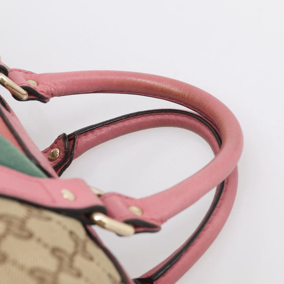 GUCCI GG Canvas Web Sherry Line Hand Bag 2way Beige Gold 247205 Auth 213795A