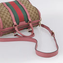 GUCCI GG Canvas Web Sherry Line Hand Bag 2way Beige Gold 247205 Auth 213795A-9