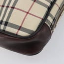 BURBERRY Nova Check Hand Bag Canvas Beige Silver Auth 213796A-10