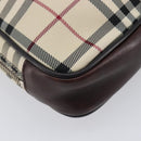 BURBERRY Nova Check Hand Bag Canvas Beige Silver Auth 213796A-11