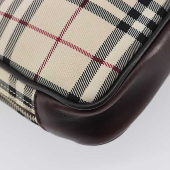 BURBERRY Nova Check Hand Bag Canvas Beige Silver Auth 213796A