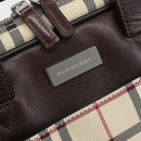 BURBERRY Nova Check Hand Bag Canvas Beige Silver Auth 213796A-14