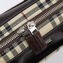 BURBERRY Nova Check Hand Bag Canvas Beige Silver Auth 213796A-15