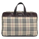 BURBERRY Nova Check Hand Bag Canvas Beige Silver Auth 213796A-2