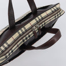 BURBERRY Nova Check Hand Bag Canvas Beige Silver Auth 213796A-6