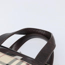 BURBERRY Nova Check Hand Bag Canvas Beige Silver Auth 213796A-8