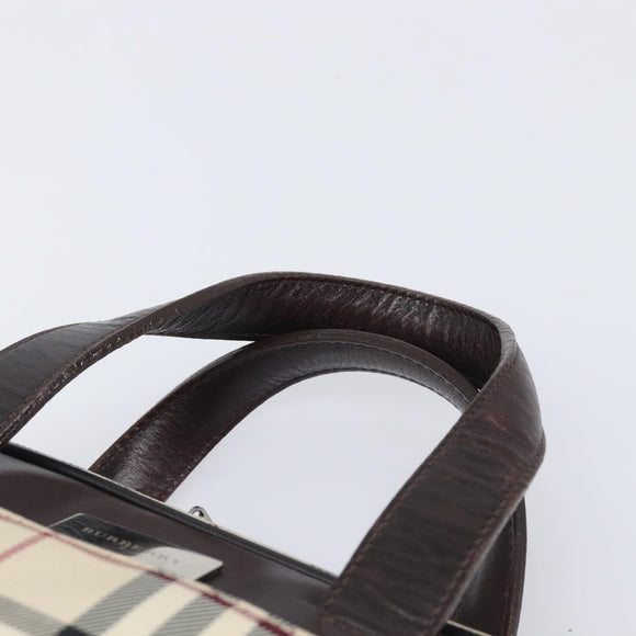 BURBERRY Nova Check Hand Bag Canvas Beige Silver Auth 213796A