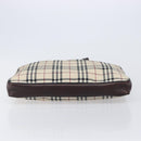 BURBERRY Nova Check Hand Bag Canvas Beige Silver Auth 213796A-9