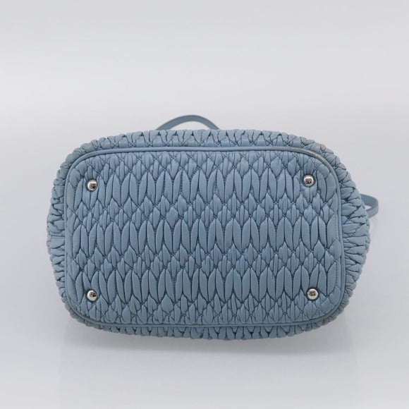 Miu Miu Matelasse Chain Shoulder Bag Leather 2way Light Blue Silver Auth 213798V