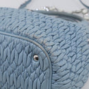 Miu Miu Matelasse Chain Shoulder Bag Leather 2way Light Blue Silver Auth 213798V-15