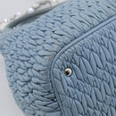 Miu Miu Matelasse Chain Shoulder Bag Leather 2way Light Blue Silver Auth 213798V-16