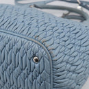 Miu Miu Matelasse Chain Shoulder Bag Leather 2way Light Blue Silver Auth 213798V-17