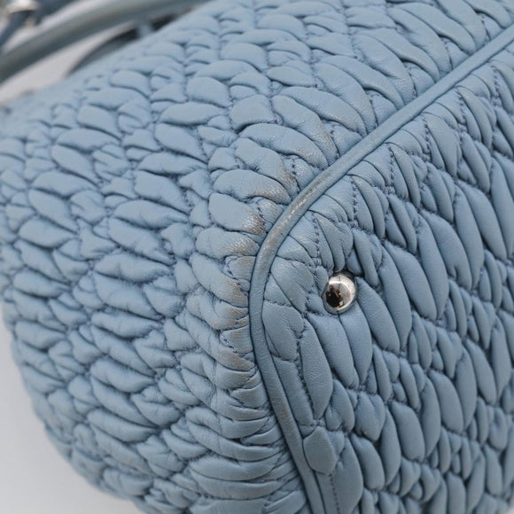 Miu Miu Matelasse Chain Shoulder Bag Leather 2way Light Blue Silver Auth 213798V