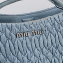 Miu Miu Matelasse Chain Shoulder Bag Leather 2way Light Blue Silver Auth 213798V-19