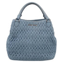 Miu Miu Matelasse Chain Shoulder Bag Leather 2way Light Blue Silver Auth 213798V-2