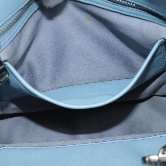 Miu Miu Matelasse Chain Shoulder Bag Leather 2way Light Blue Silver Auth 213798V