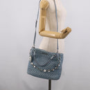 Miu Miu Matelasse Chain Shoulder Bag Leather 2way Light Blue Silver Auth 213798V-29