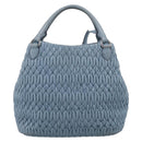 Miu Miu Matelasse Chain Shoulder Bag Leather 2way Light Blue Silver Auth 213798V-3