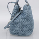 Miu Miu Matelasse Chain Shoulder Bag Leather 2way Light Blue Silver Auth 213798V-5