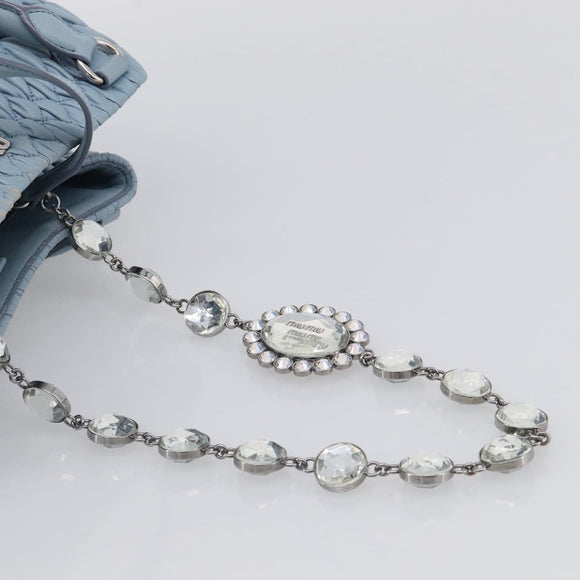 Miu Miu Matelasse Chain Shoulder Bag Leather 2way Light Blue Silver Auth 213798V