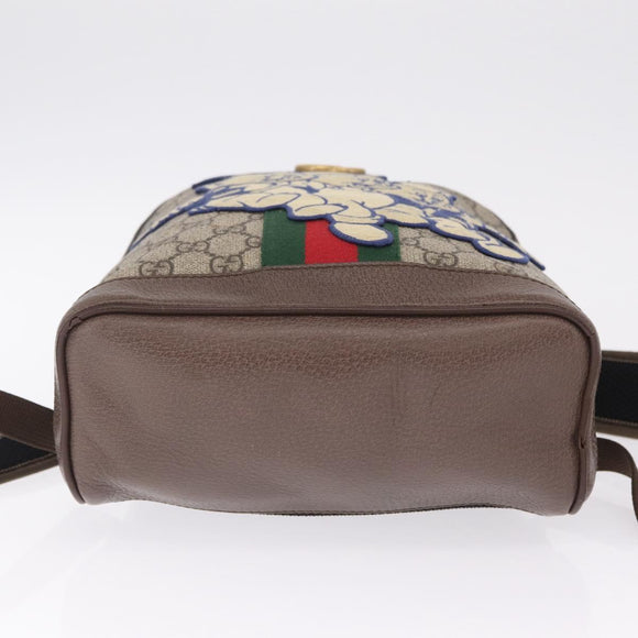 GUCCI GG Supreme Disney Three Little Pigs Backpack PVC Beige 552884 Auth 213800M