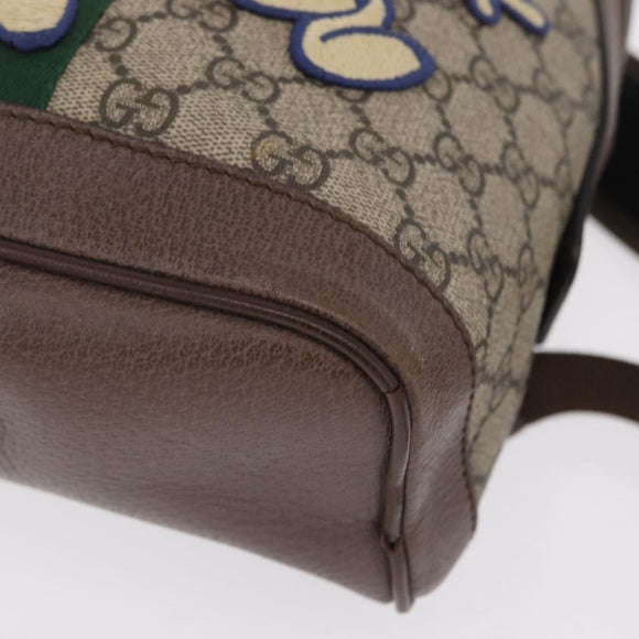 GUCCI GG Supreme Disney Three Little Pigs Backpack PVC Beige 552884 Auth 213800M