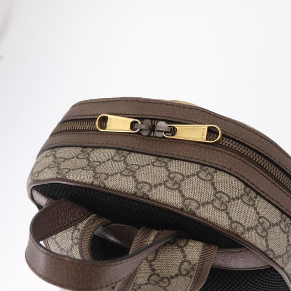 GUCCI GG Supreme Disney Three Little Pigs Backpack PVC Beige 552884 Auth 213800M