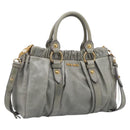 Miu Miu Vitellolux Hand Bag Leather 2way Gold Light Green Auth 213807M-1