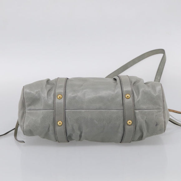 Miu Miu Vitellolux Hand Bag Leather 2way Gold Light Green Auth 213807M
