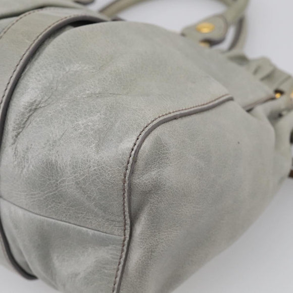 Miu Miu Vitellolux Hand Bag Leather 2way Gold Light Green Auth 213807M