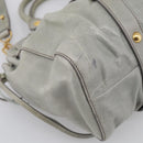 Miu Miu Vitellolux Hand Bag Leather 2way Gold Light Green Auth 213807M-15