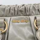 Miu Miu Vitellolux Hand Bag Leather 2way Gold Light Green Auth 213807M-16