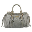 Miu Miu Vitellolux Hand Bag Leather 2way Gold Light Green Auth 213807M-2