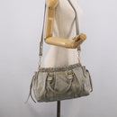 Miu Miu Vitellolux Hand Bag Leather 2way Gold Light Green Auth 213807M-24